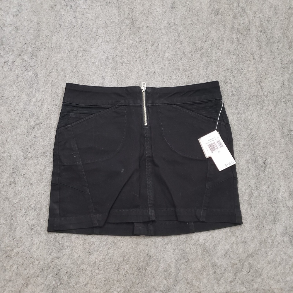 NEW Juicy Couture Skirt Womens 26 Black Mini Jean Short Denim Zip Casual Ladies